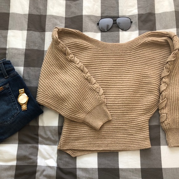 Sweaters - Braided off the Shoulder Sweater